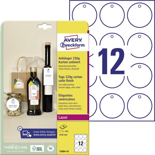 Hanglabels avery zweckform t2004-10 karton wit