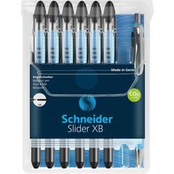 Schneider schrijfwaren schneider balpen - slider basic - penpunt xb - zwart - 6 stuks + 1x slider rave gratis - s-151276