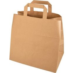 Draagtas papstar met handvat 270x320x170mm kraftpapier bruin
