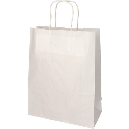 Draagtas papstar met gedraaid handvat 280x220x100mm kraftpapier wit