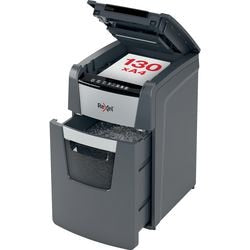 Rexel optimum auto+130m fluisterstille papierversnipperaar - p5 microsnippers - automatische invoer tot 130 vel - 44l - zwart