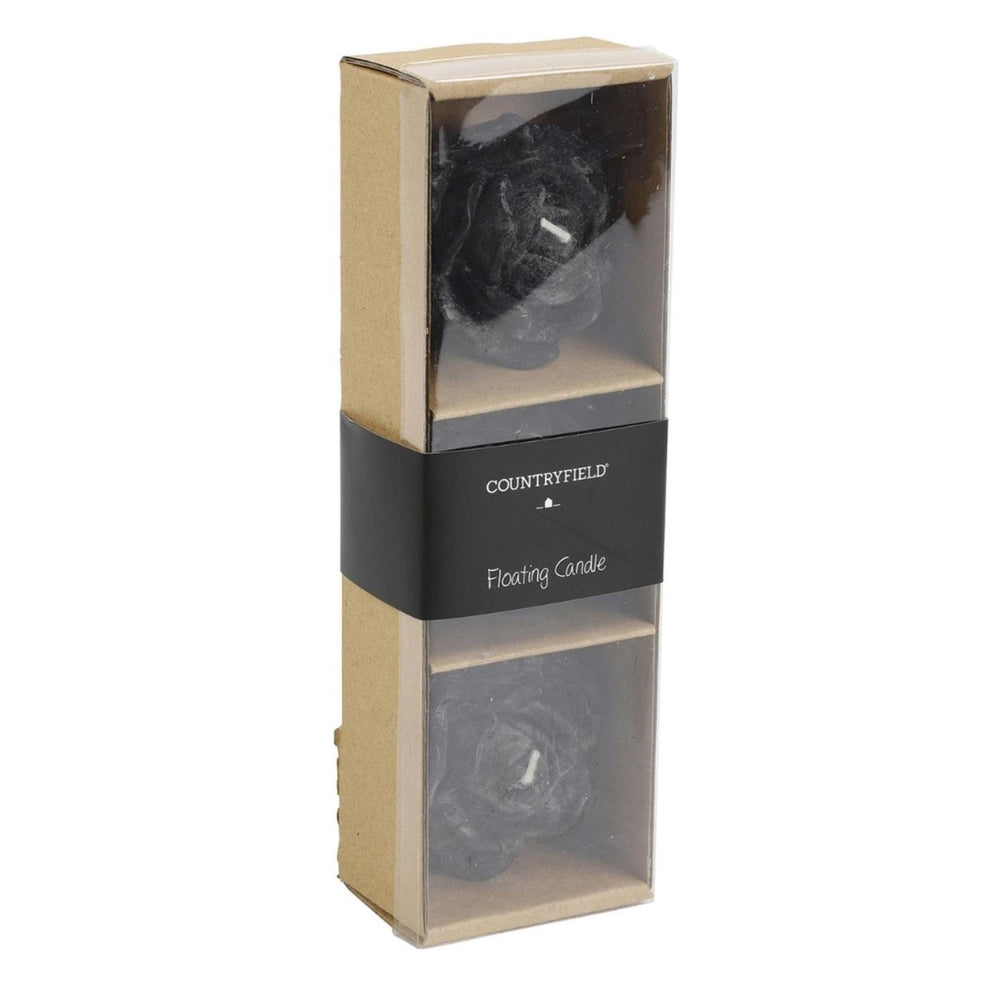 Countryfield drijfkaars bloem rosi m zwart 6cm set van 3