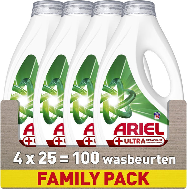 Ariel vloeibaar wasmiddel +ultra vlekverwijdering - 4 x 25 wasbeurten