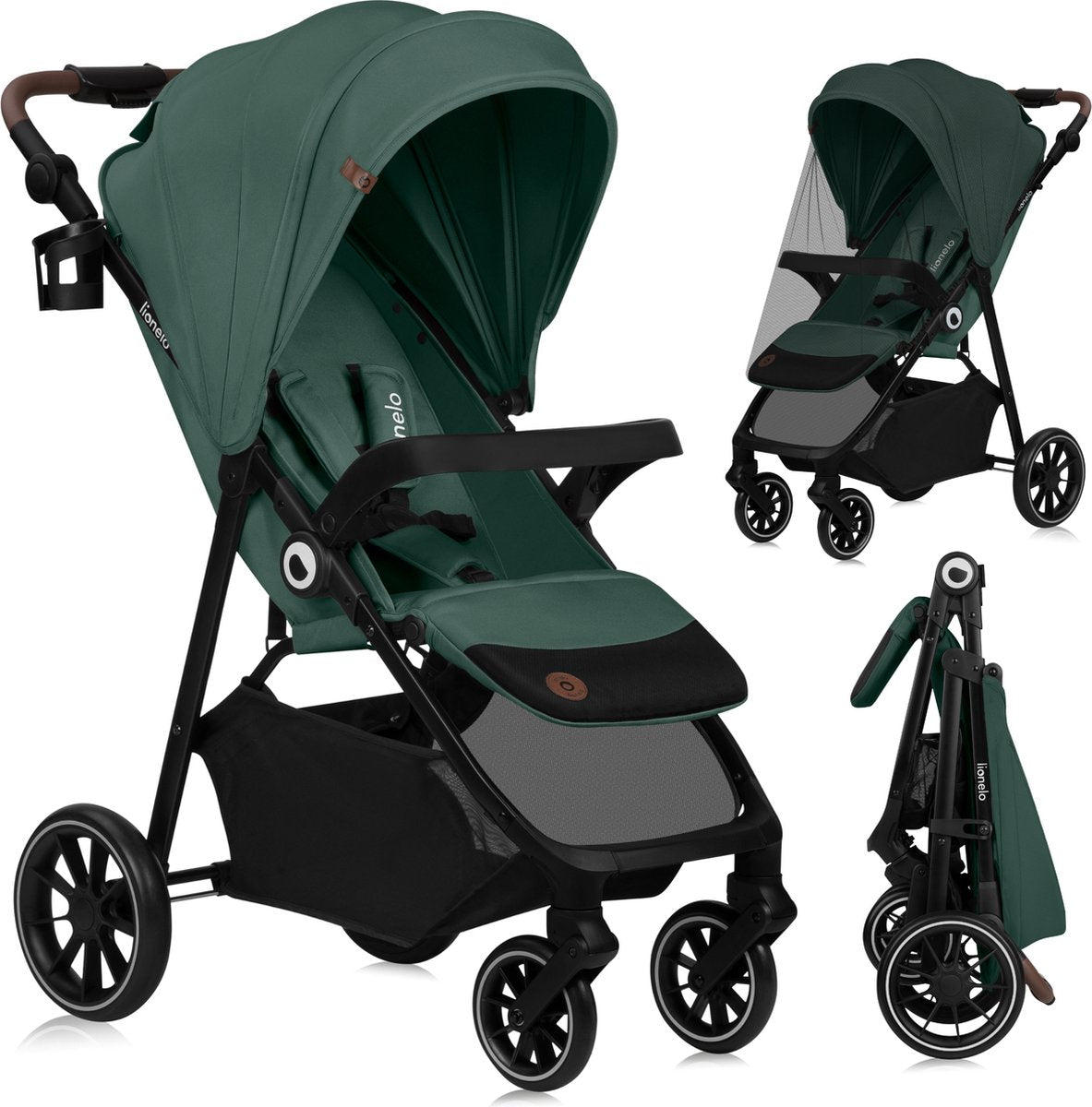 Lionelo emma one buggy en kinderwagen tot 22 kg – xxl kapje – eva wielen – lichtgewicht en onderhoudsvrij – verstelbare rugleuning – eénhandig inklapbaar – verstelbare duwstang – centrale voetrem – 5-punts veiligheidsgordel – stadswandelwagen
