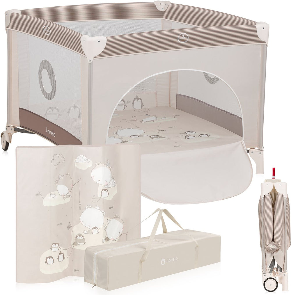 Lionelo bonnie kinderbox - babybox - tot 15 kg -zijwanden van luchtige gaas - ruime speelruimte - systeem voor snel in- en opvouwen - meegeleverde draagtas