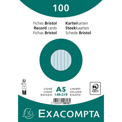 Indexkaarten exacompta 10818se hemelsblauw papier