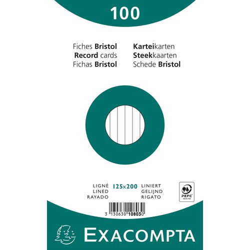 Indexkaarten exacompta 10803x wit papier