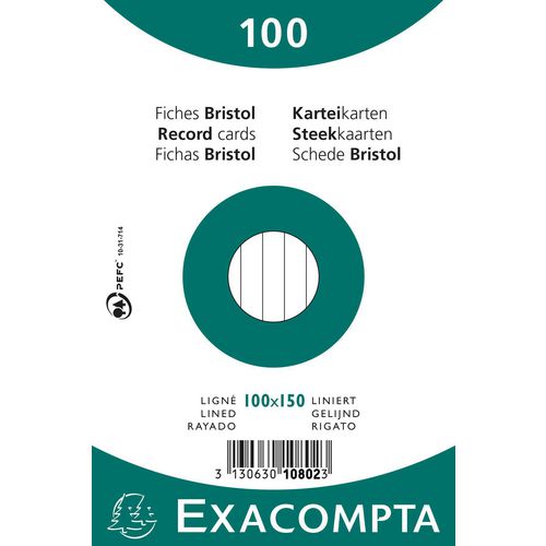 Indexkaarten exacompta 10802x wit papier