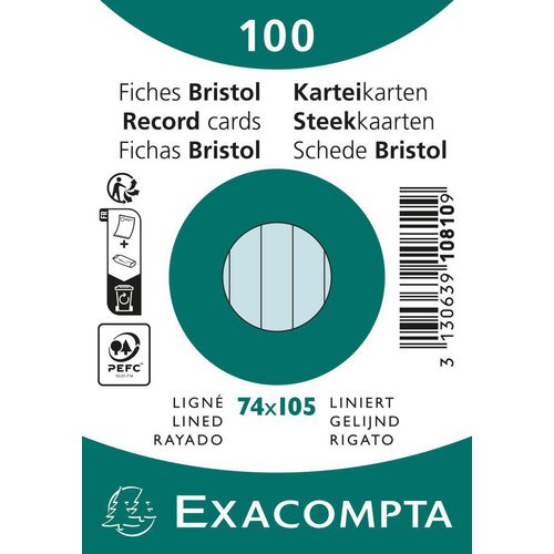 Indexkaarten exacompta 10810se hemelsblauw papier