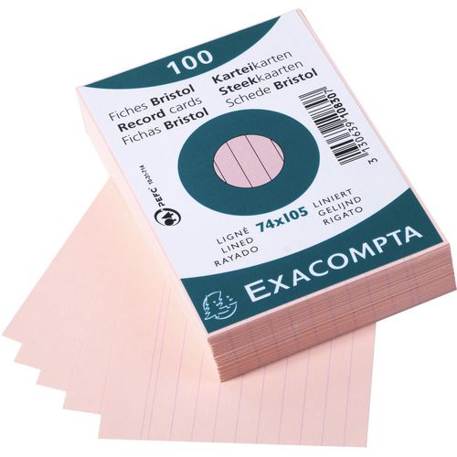Indexkaarten exacompta 10830se roze papier