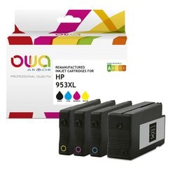 Inktcartridge owa 953xl compatibel cyaan, geel, magenta, zwart