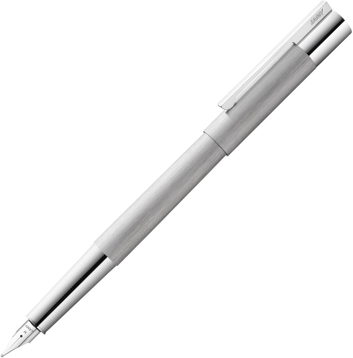Lamy scala vulpen 051 - vulpen van gesatineerd roestvrij staal in zilver met hoogglans verchroomde greep clip - gepolijste roestvrijstalen penpunt in lijndikte f - incl. inktpatroon t 10 blauw - duurzaam navulbaar