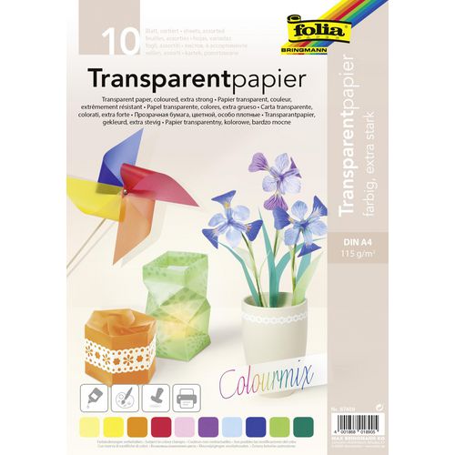 Knutselpapier folia 87409 transparant papier kleurenassortiment