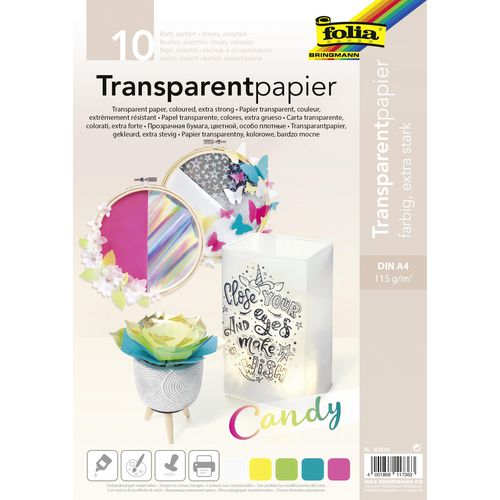 Knutselpapier folia 87429 transparant papier kleurenassortiment