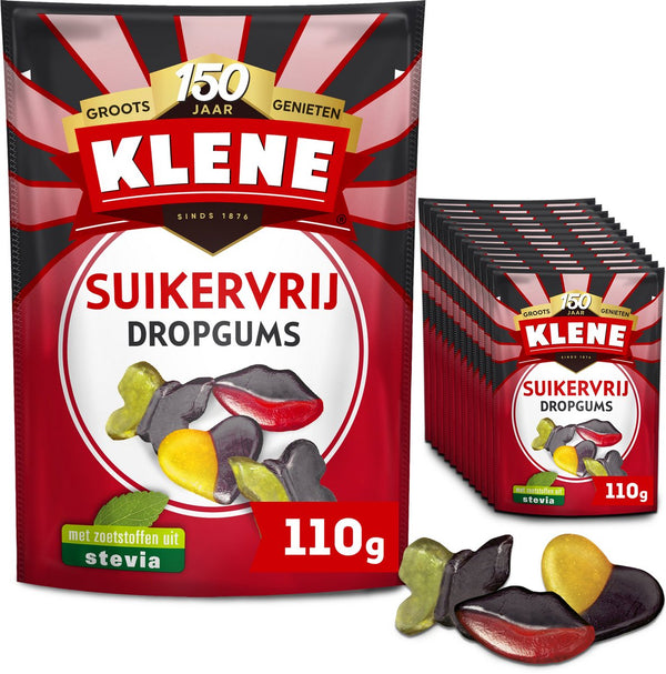 Klene dropgums - drop - drop fruit - suikervrij - 12x110gr