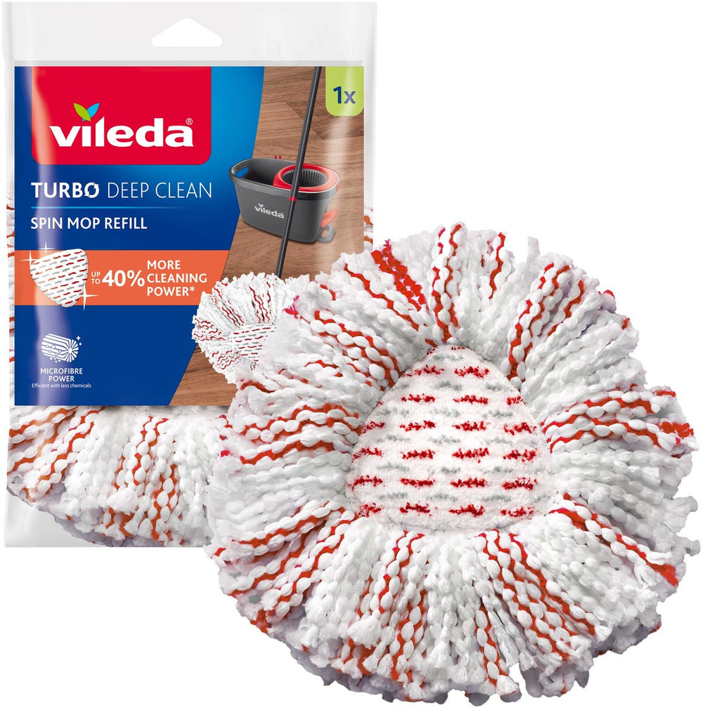 Vileda turbo deep clean vervanging - 1 per verpakking - geschikt voor alle centrifugesystemen van - +40% extra reinigingsvermogen - voor harde vloeren