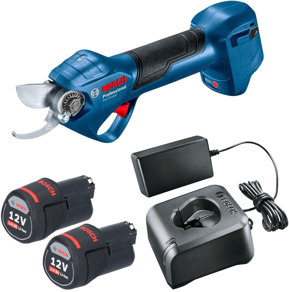 Bosch pro pruner professional 12 v accusnoeischaar ( 06019k1021 ) + 2x accu 3.0 ah + lader