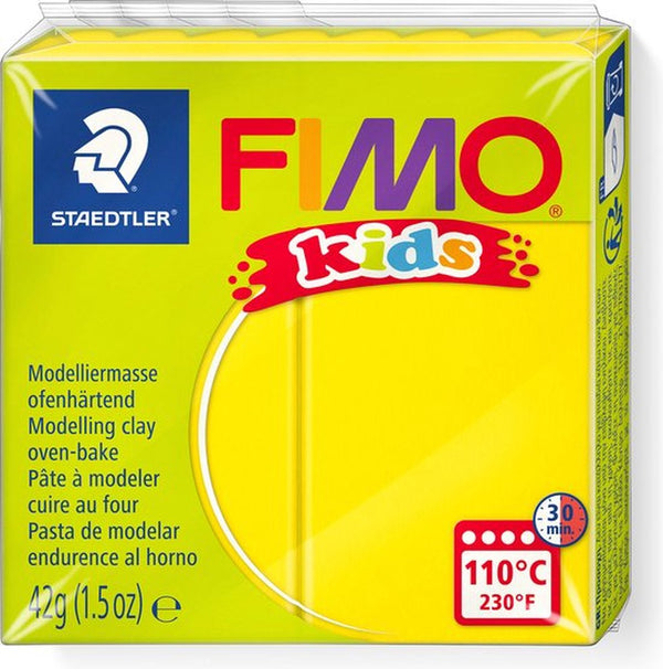 Fimo kids 8030 - oven-hardening modelling clay - block 42 g - yellow