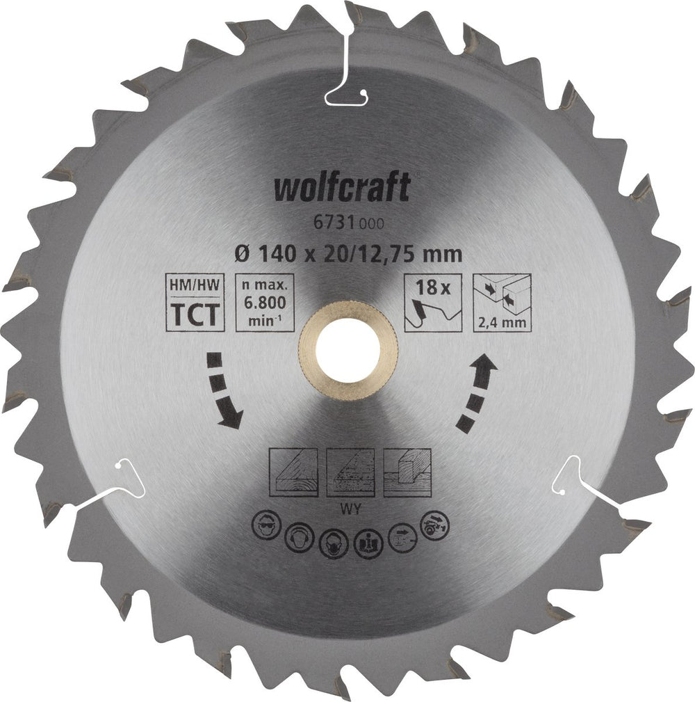 Wolfcraft - cirkelzaagblad 140x12,75mm - 18 tanden - zaagblad voor cirkelzaag - serie bruin - 6731000