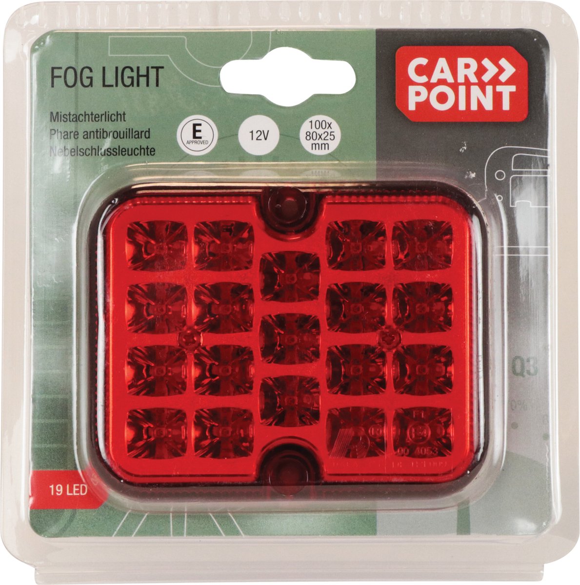 Carpoint mistachterlicht 19 led 12v 100x80x25mm