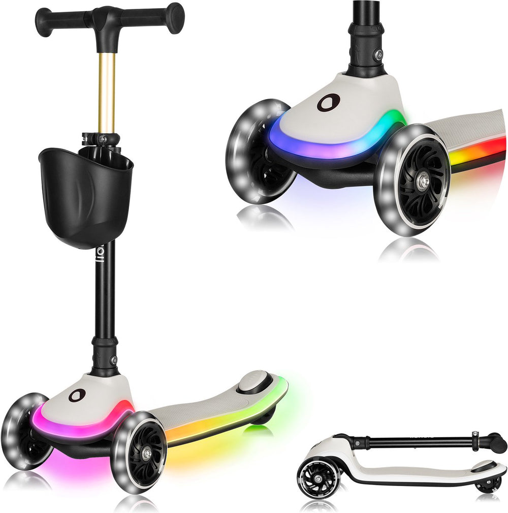 Lionelo mey kinderstep – led-verlichting in wielen voetplateau – inklapbaar stuur – antislip deck – mandje – abec-7 lagers – 4 hoogteposities – tot 50 kg – vanaf 3 jaar – ergonomisch – rem – direct gebruiksklaar