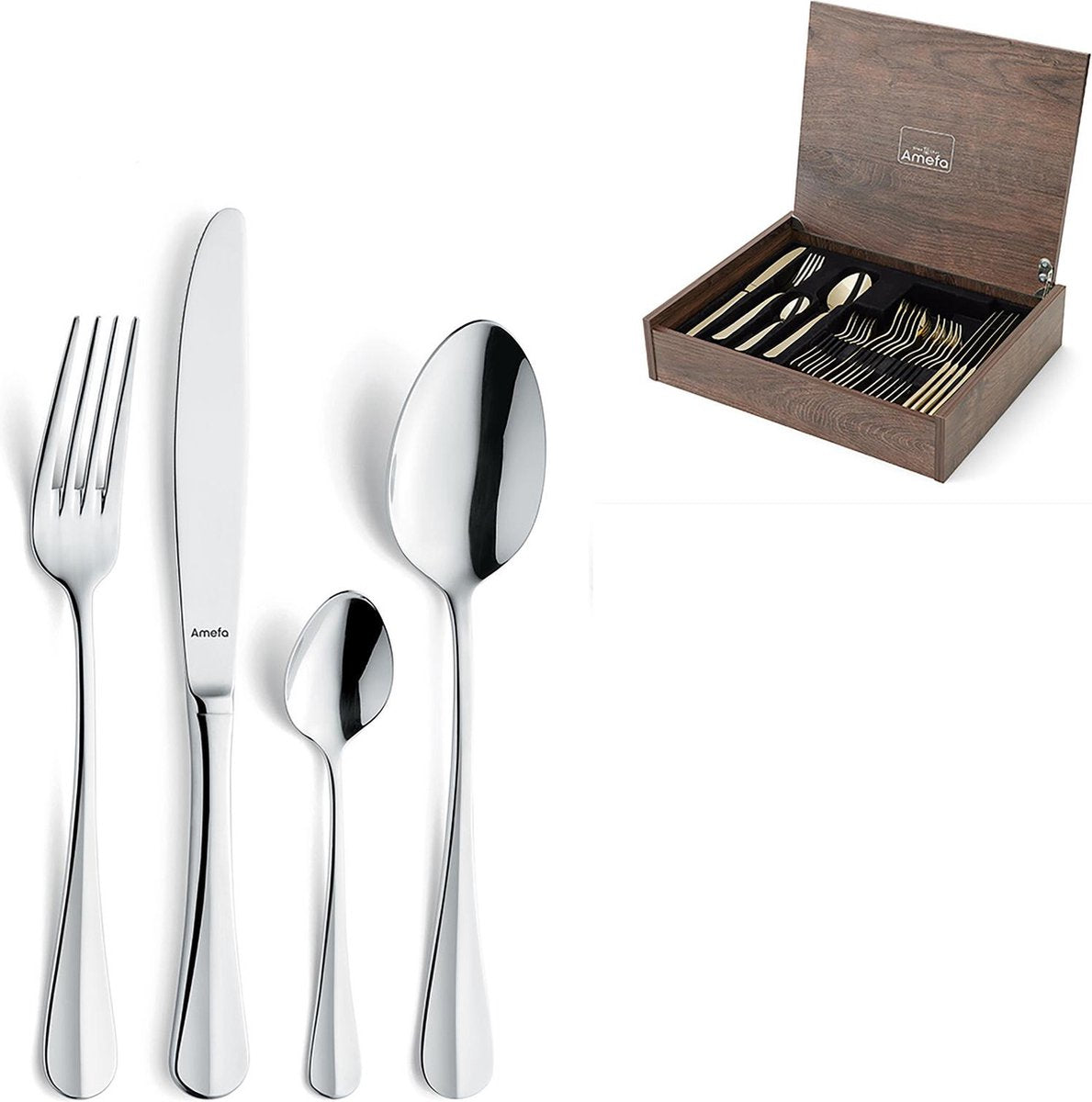 Amefa bestekset 24dlg stokbrood luxe houten kist