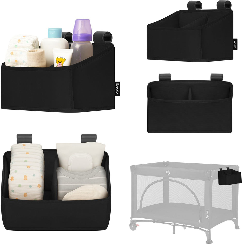 Lionelo sidepocket small – bedside pocket wiegorganizer 26×12×15 cm – 2 vakken voor luiers, doekjes accessoires – voor reisbed, co-sleeper box – verstevigd, draagbaar multifunctioneel
