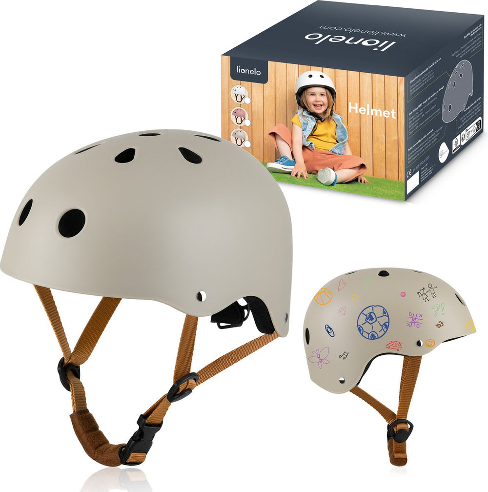 Lionelo helmet fietshelm voor kinderen - maat 50-56cm - 20x23cm - s - intertek certificering - abs eps materialen - verstelbare pasvorm - 11 ventilatieopeningen - extra kinbeschermer - personaliseerbaar met krijt en stiften - en1078 gecertificeerd