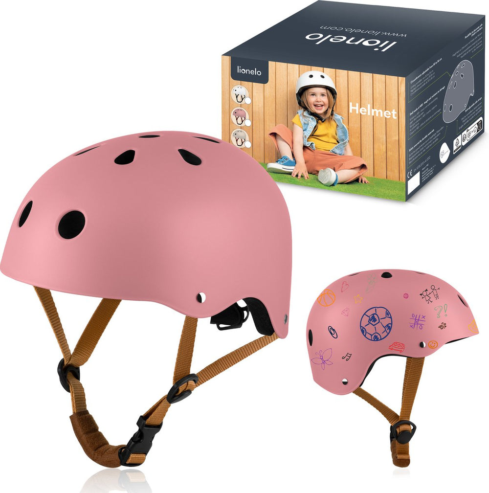 Lionelo helmet fietshelm voor kinderen - maat 50-56cm - 20x23cm - s - intertek certificering - abs eps materialen - verstelbare pasvorm - 11 ventilatieopeningen - extra kinbeschermer - personaliseerbaar met krijt en stiften - en1078 gecertificeerd