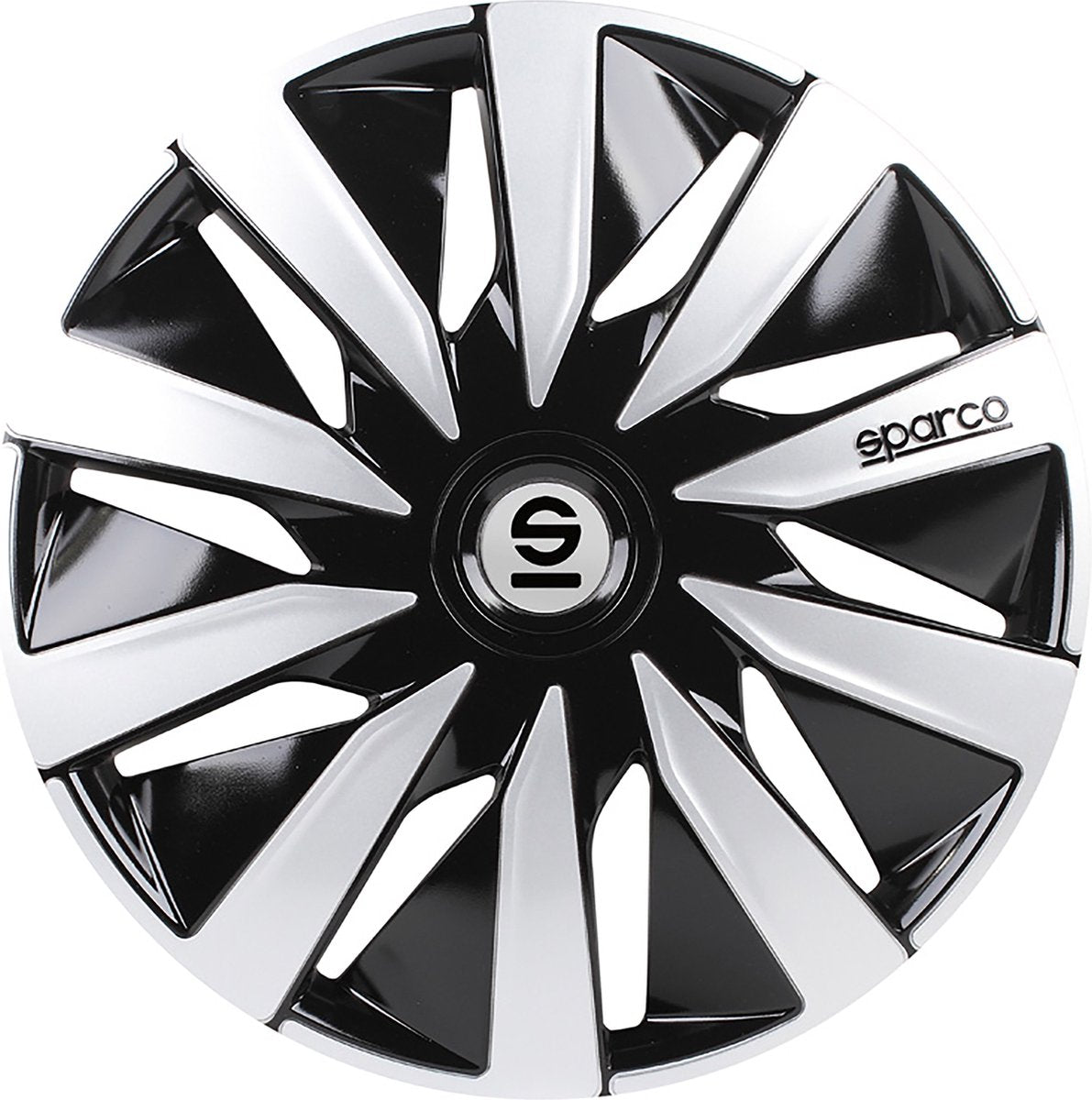 wieldoppen Lazio 16 inch ABS zwart zilver set van 4
