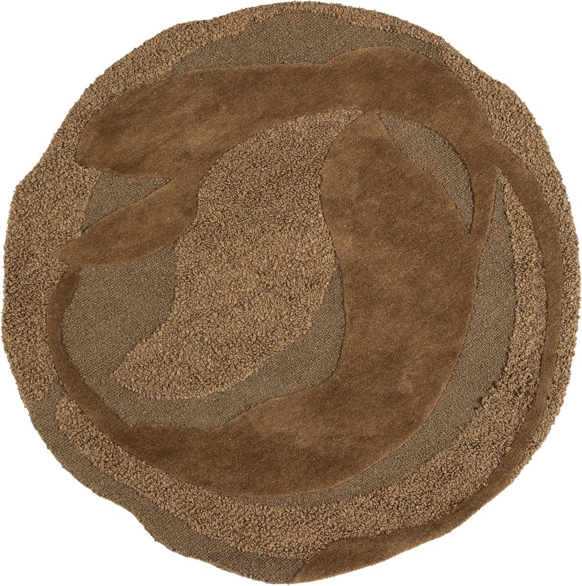 Woood orvi vloerkleed - wol polyester - bruin - ø160 cm