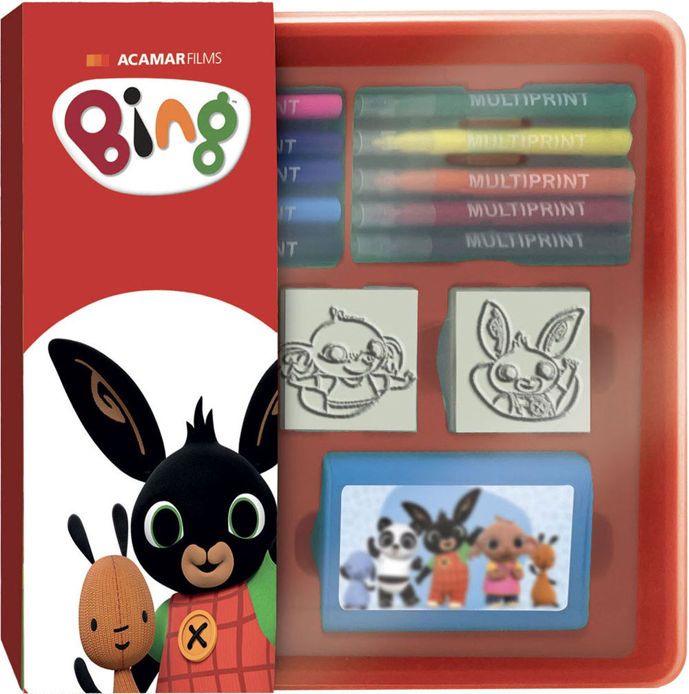 Multiprint bing stempels en viltstiften set in opbergdoos
