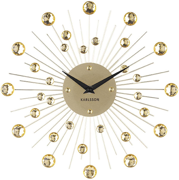Karlsson wandklok sunburst - kristal, goud - medium - ø30cm - scandinavisch