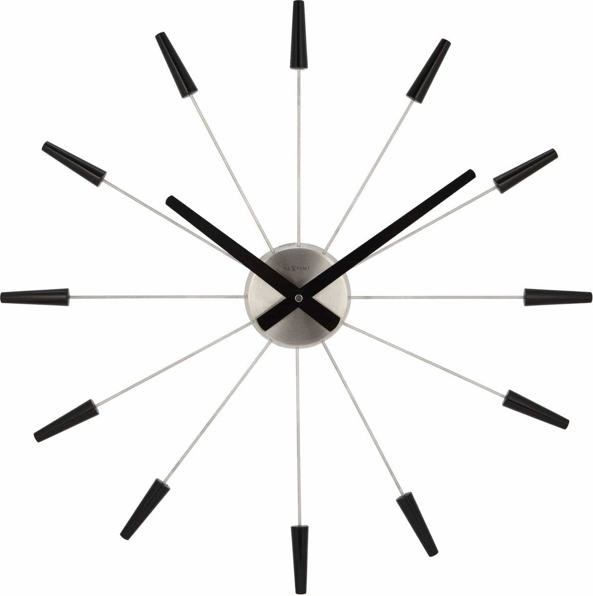 Nextime plug inn – stille wandklok – 58 cm – metaal – zwart – design