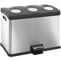 Eko - rejoice recycling pedaalemmer 12+12+12 liter - stainless steel plastic - mat rvs - prullenbak