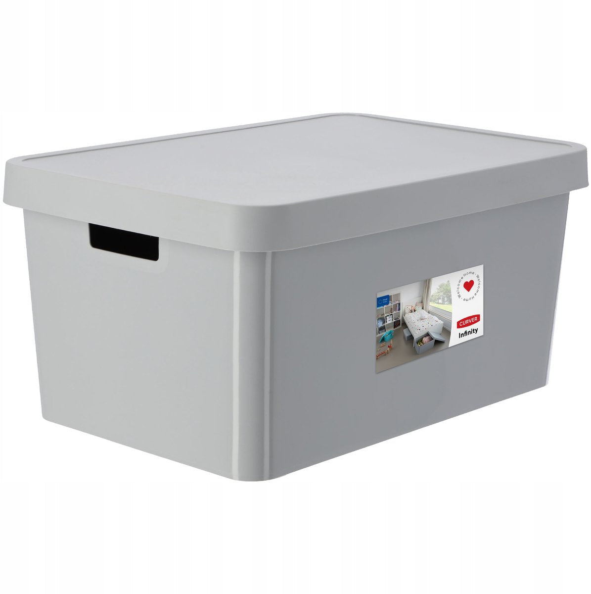 Curver 233941 infinity opbergbox met deksel 45l grijs met handgrepen