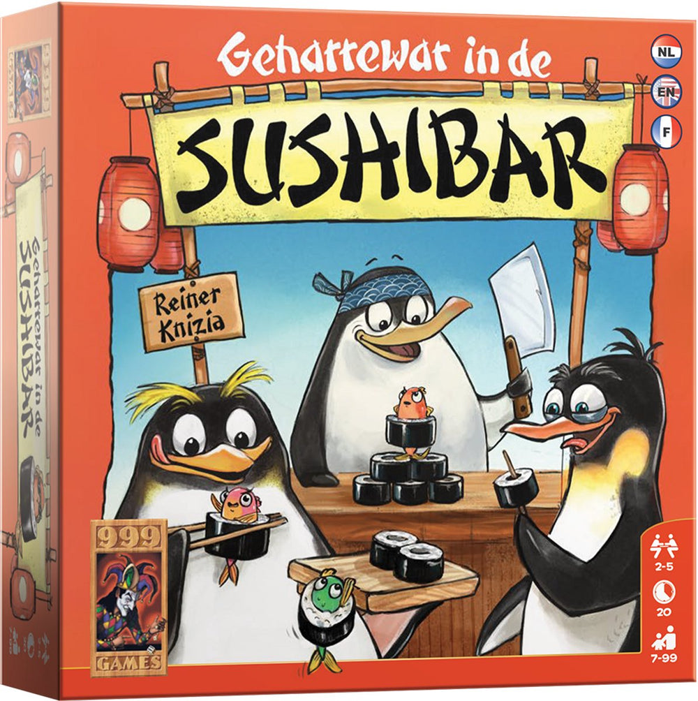 999games 999 games - geharrewar in de sushibar - snel dobbelspel voor het hele gezin - gezelschapsspel - familiespel - klein cadeautje - bevat spelregels in nl en en en fr