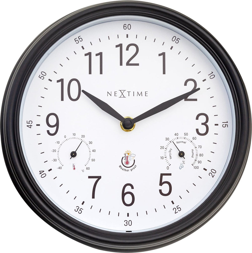 Nextime jasmine – weerstation wandklok – 23.5 cm – metaal – wit – weerbestendig