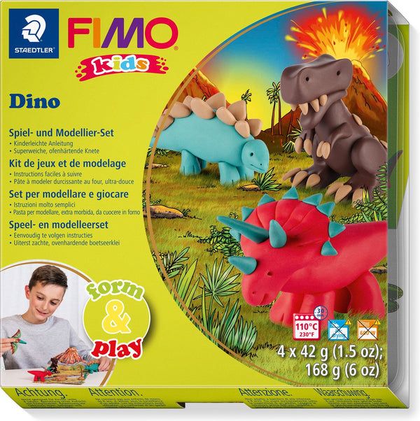 Fimo kids 8034 - ovenhardende boetseerklei - form play set - dino