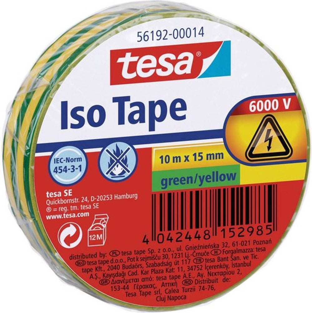 Tesa 56192-00014-22 isolatietape groen, geel (l x b) 10 m x 15 mm 1 stuk(s)