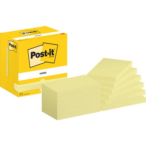 Zelfklevende memoblaadjes post-it 655-cy 76x127mm effen geel