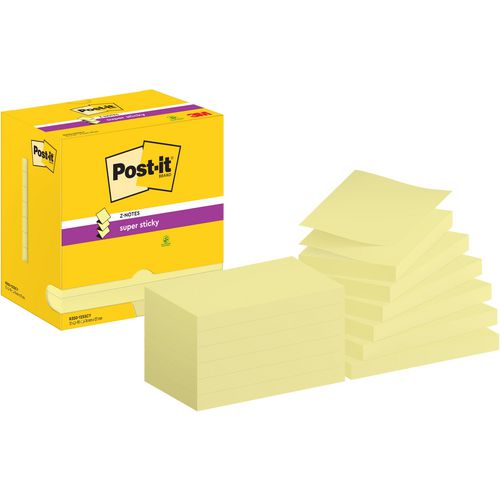 Post-it super sticky super sticky z-notes post_it r350-12sscy 76x127mm geel