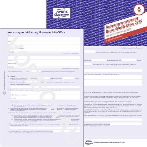 Arbeidsovereenkomst avery zweckform 2255-5 papier blauw