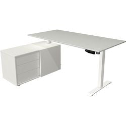 Zit-sta-bureau kerkmann 10216011 melamine; staal lichtgrijs; wit