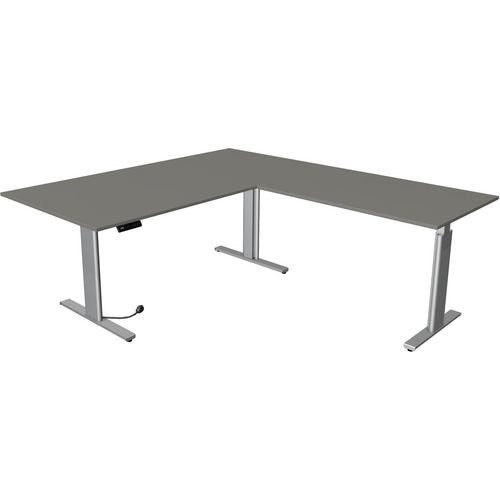 Zit-sta-bureau kerkmann 10235812 spaanplaat grafiet, zilver