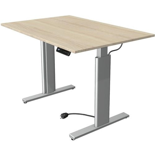 Zit-sta-bureau kerkmann 10231750 spaanplaat esdoorn, zilver