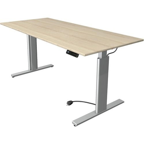 Zit-sta-bureau kerkmann 10233250 spaanplaat esdoorn, zilver