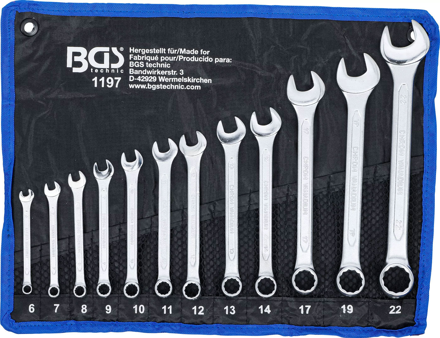 Bgs technic combination wrench set sw 6 - 22 mm 12 pcs.