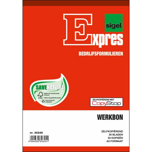 Orderboek sigel wit a5 148 mm x 190 mm x 8 mm