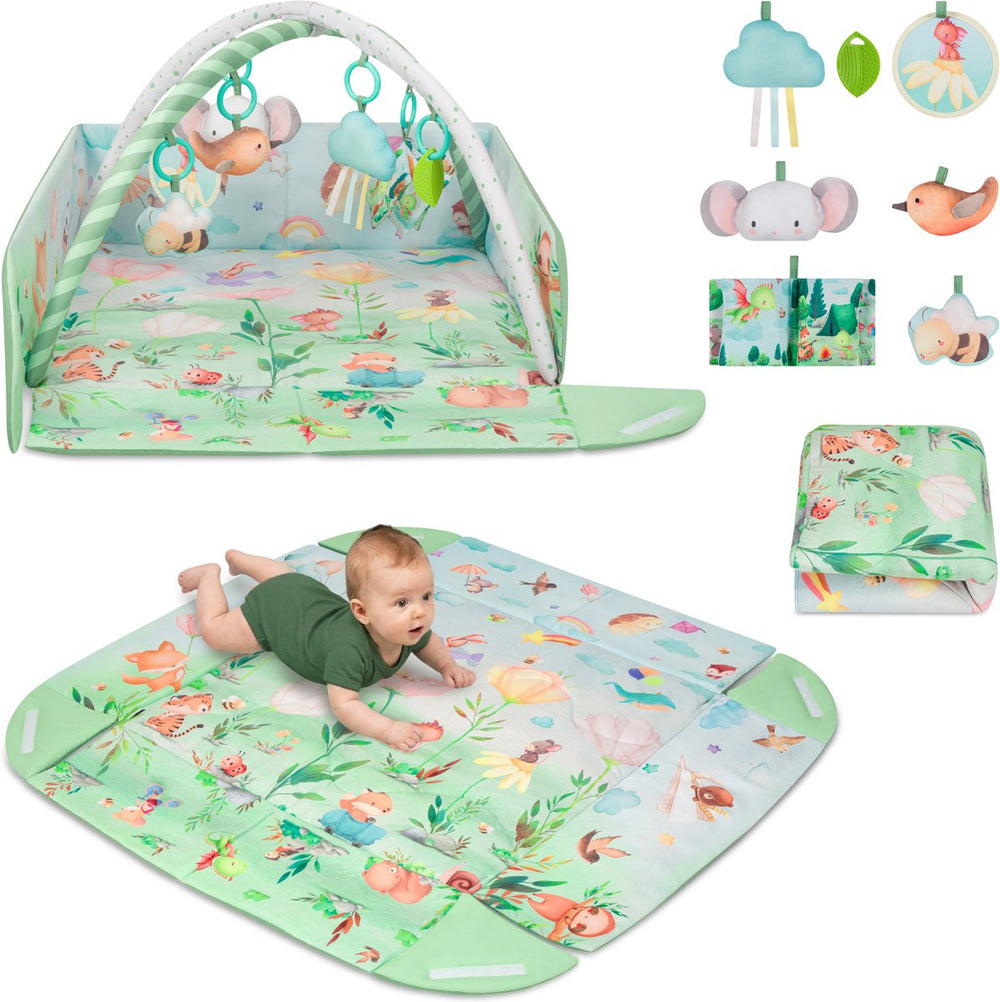 Lionelo inga multicolor – multifunctionele speelmat met bogen – speelkleed speelhek – 7 sensorische speeltjes – baby ontwikkeling motoriek